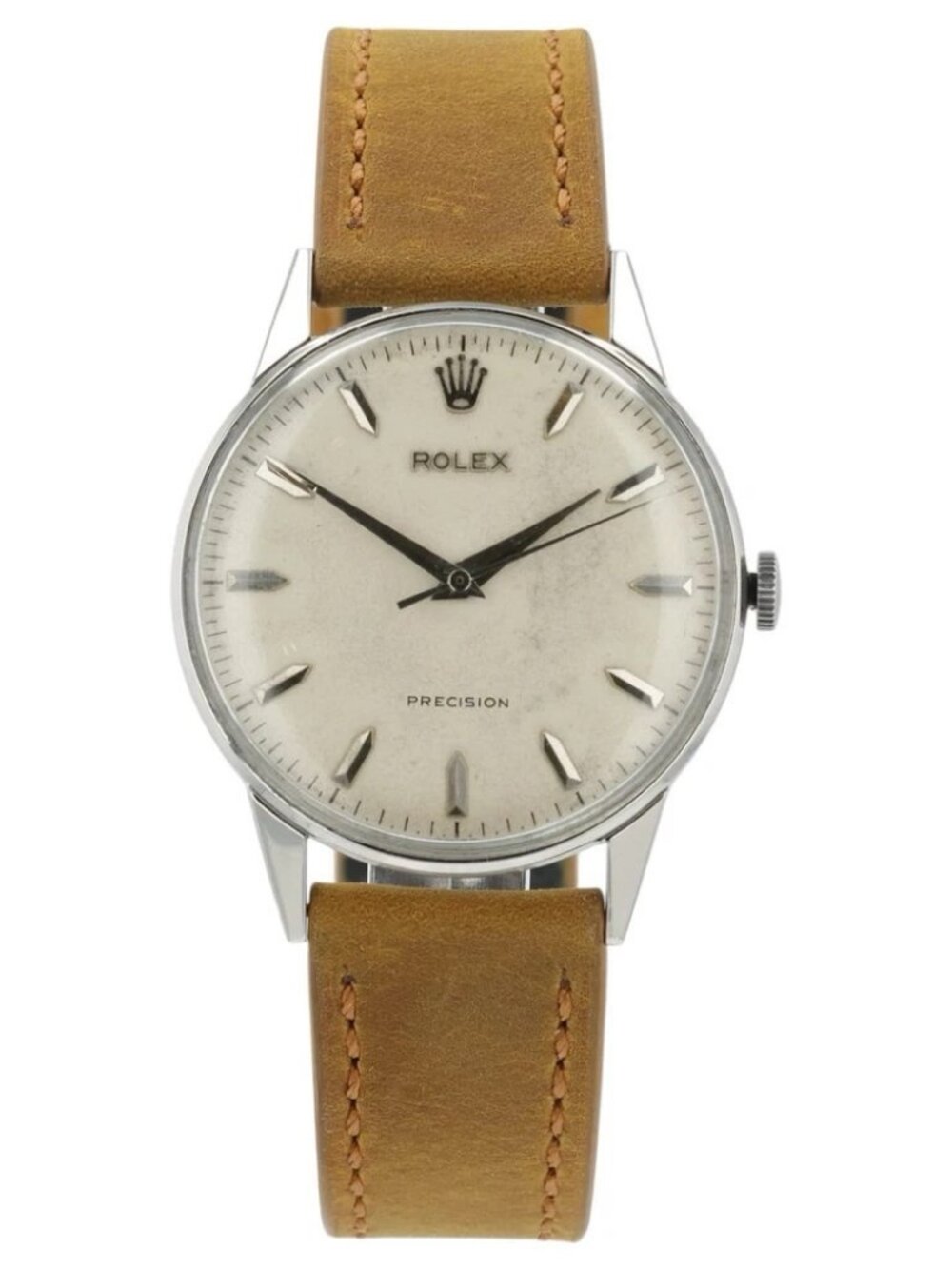 Vintage Rolex Precision Silver Dial Stainless Steel 35mm Manual Wind Men’s 9022